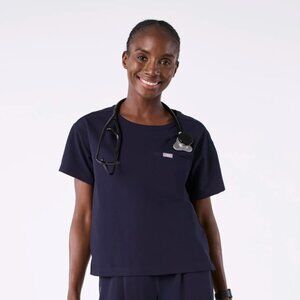 Figs Cabral Relaxed Crewneck Scrub Top Navy Size XS